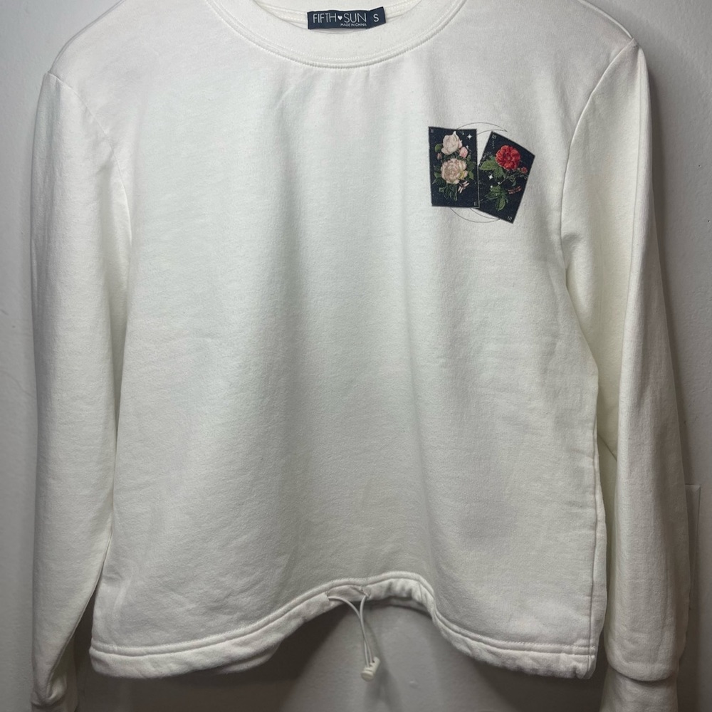 Fifth Sun White Crop Top Sweatshirt